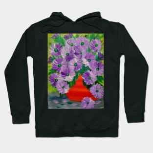 A  beautiful bouquet of mixed flowers in a metallic red vase Hoodie